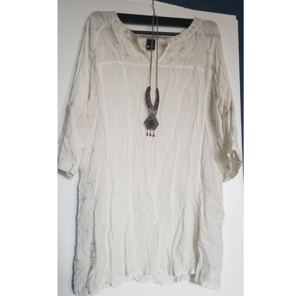 Swell Off White Boho Embroidered Tunic Top